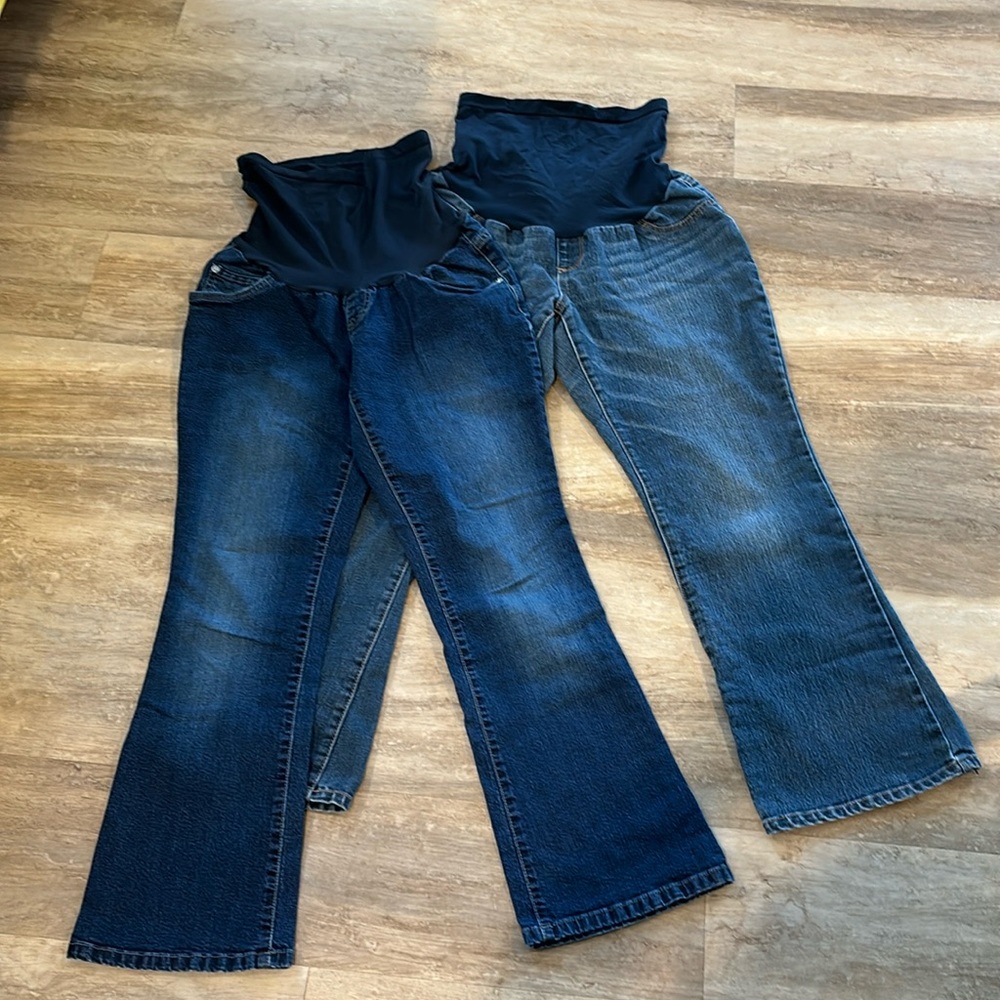 2 pairs of Indigo Blue maternity jeans petite large